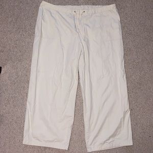 J.Jill 28W Beige Off White Straight Leg Drawstring Pants With Pockets